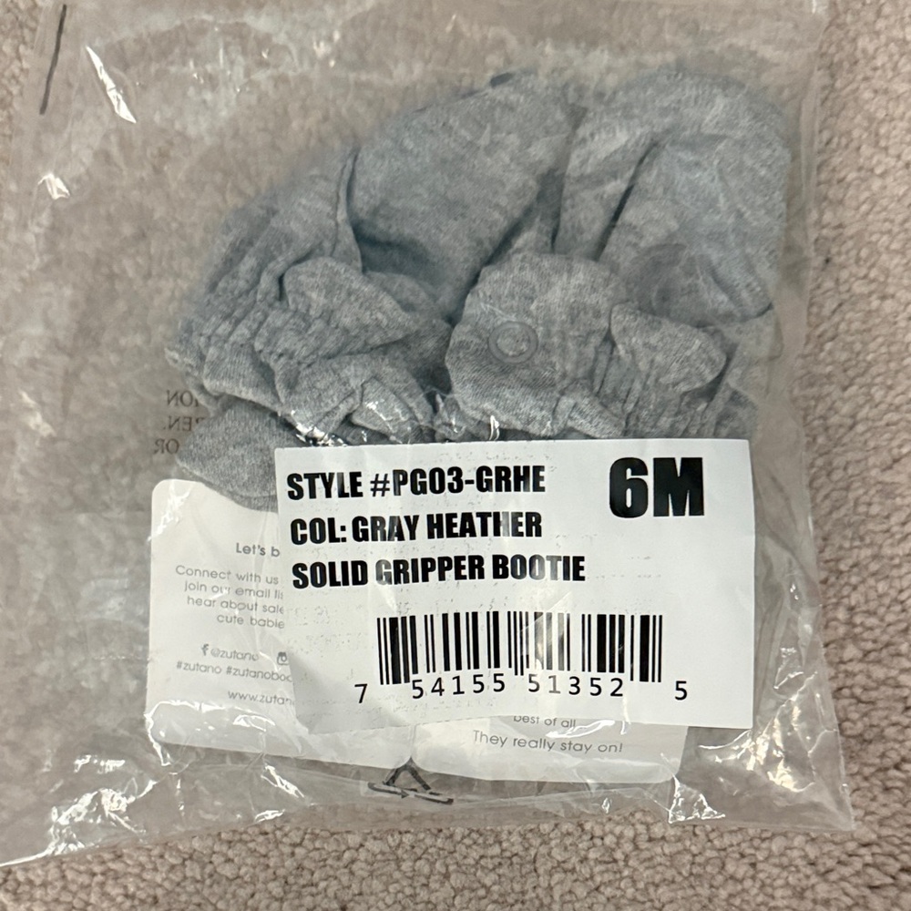 Zutano Gray Baby Booties with Polka Dot Soles